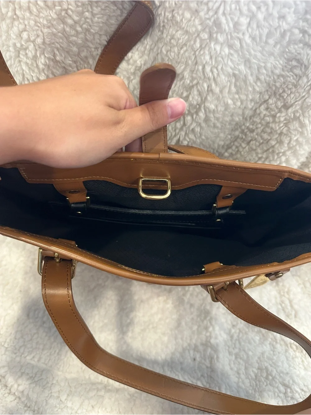 Classic Brown Canvas Tote Bag with Leather Trim